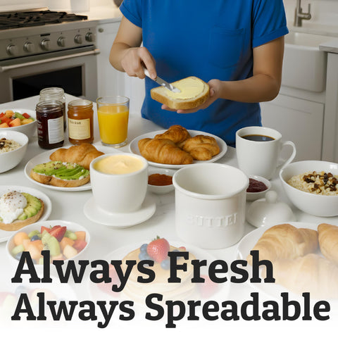 Priority Chef butter crock capacity 1-3 sticks for daily use.