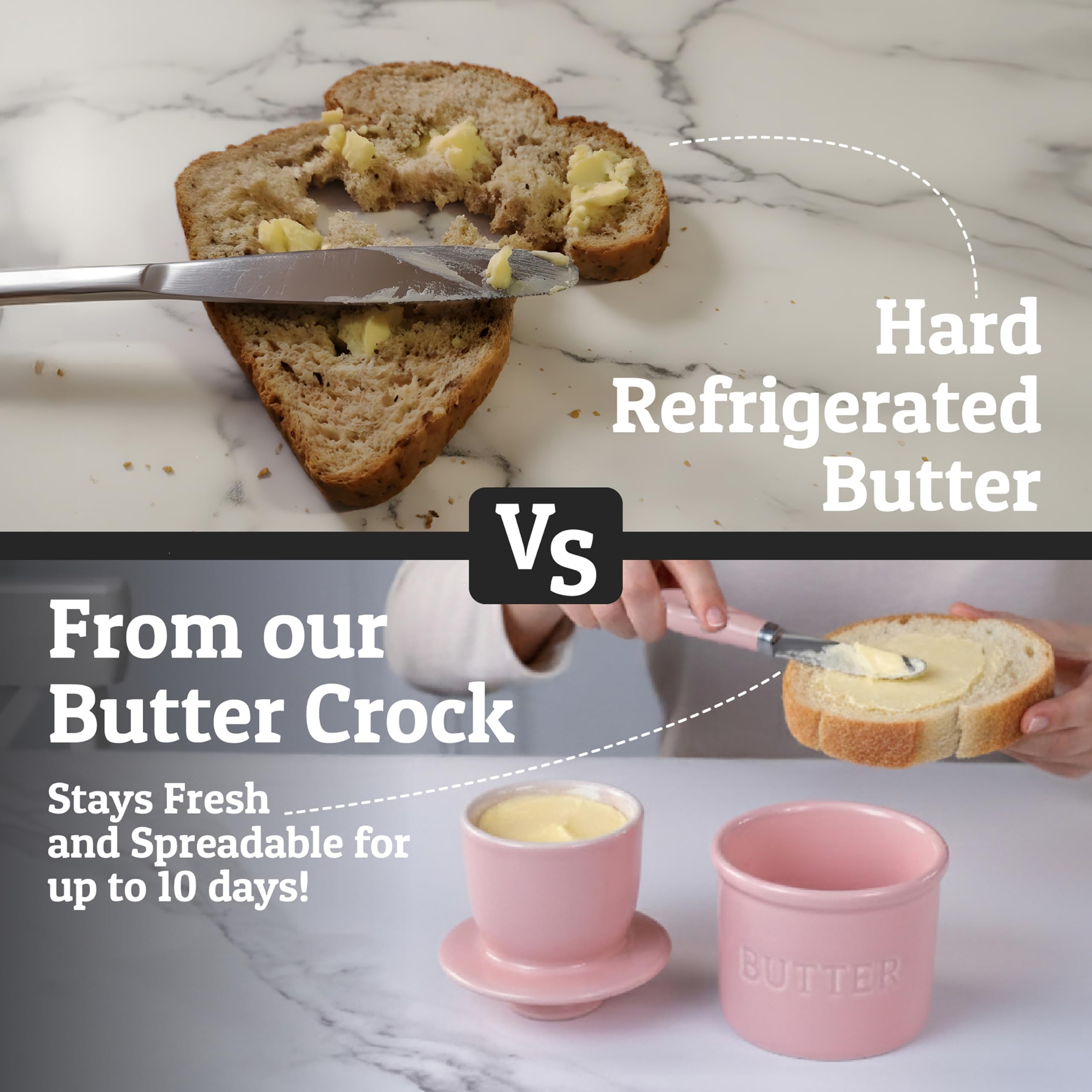 PriorityChef Butter Crock ceramic-porcelain shows durable, chip-resistant design for everyday countertop use