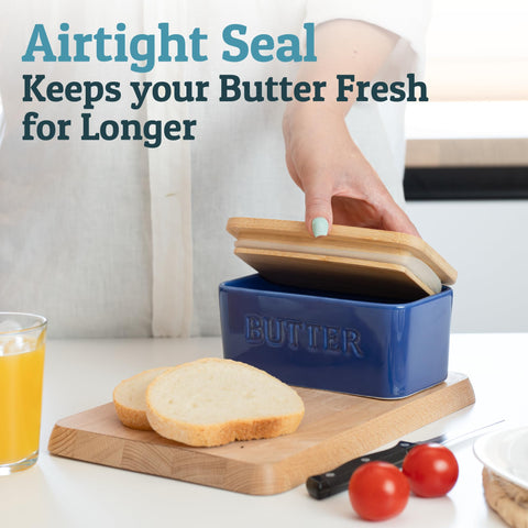 Priority Chef ceramic butter dish with lid preserves freshness and protects flavors.