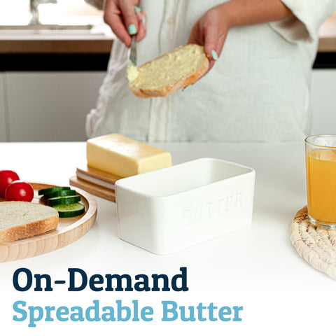 Priority Chef butter dish with deep bottom prevents sticking and makes cleaning easier.