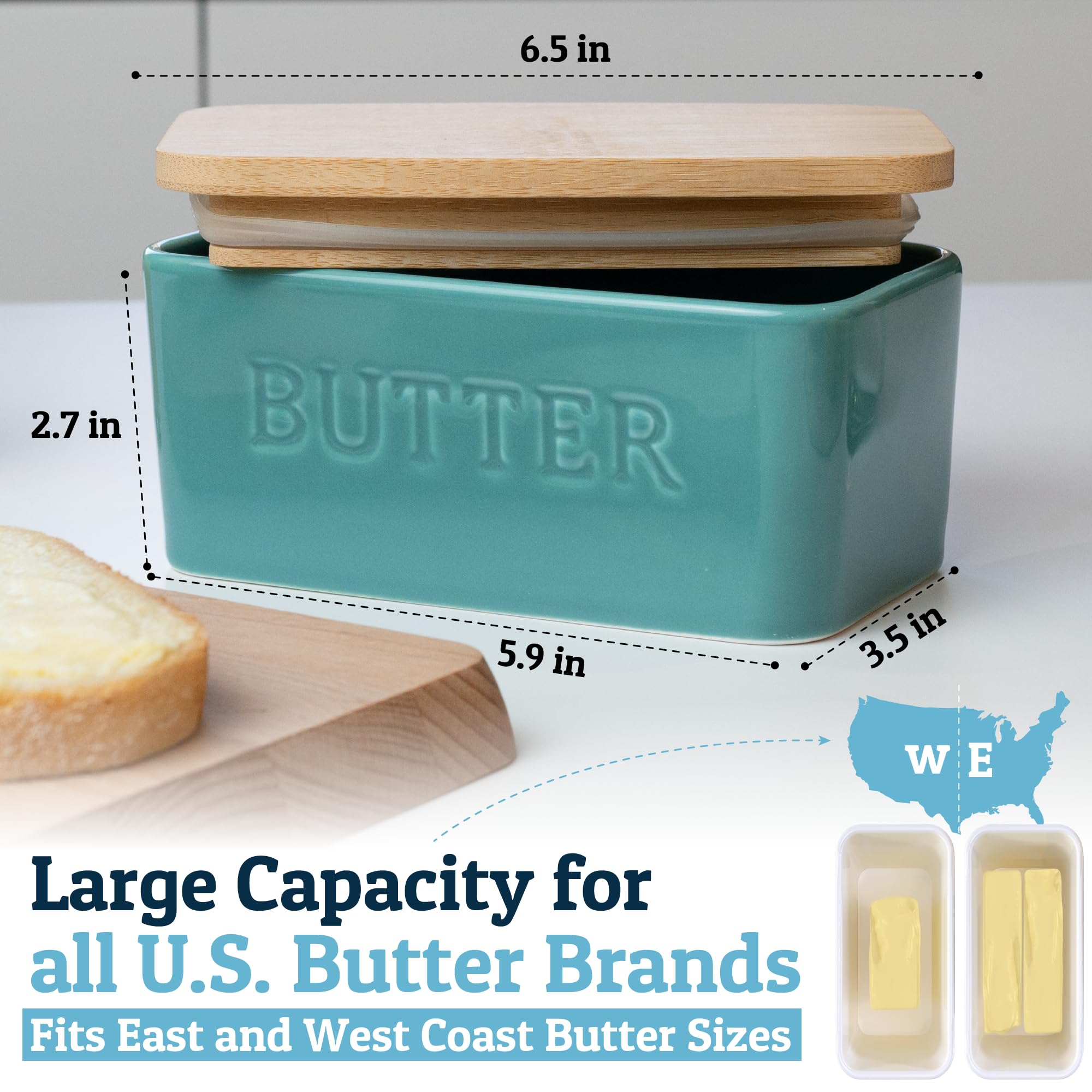 Priority Chef butter dish interior shows spacious design suitable for extras.