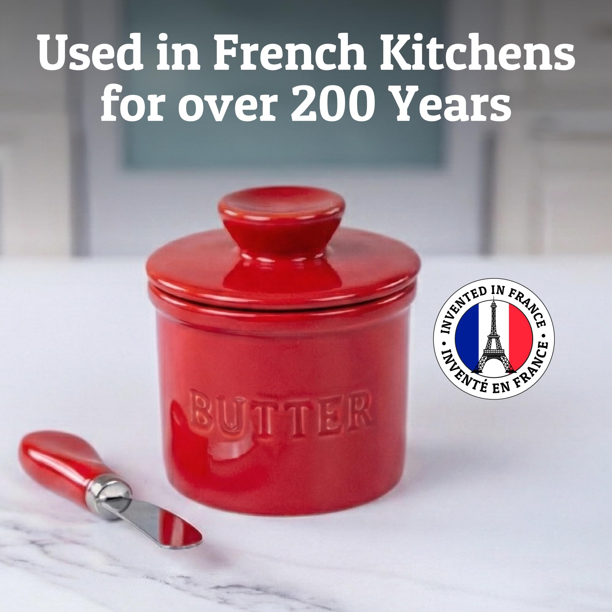 PriorityChef on-counter kitchen scene with red butter crock visible