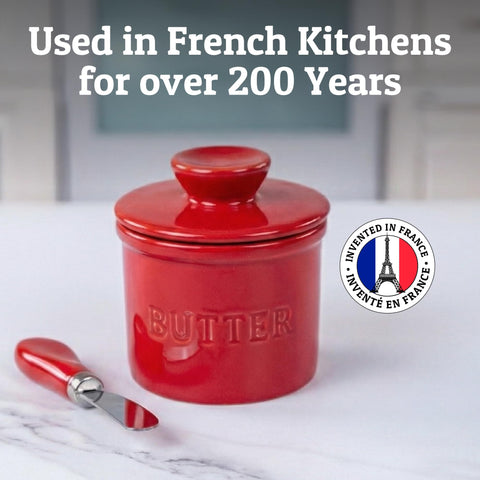 PriorityChef on-counter kitchen scene with red butter crock visible