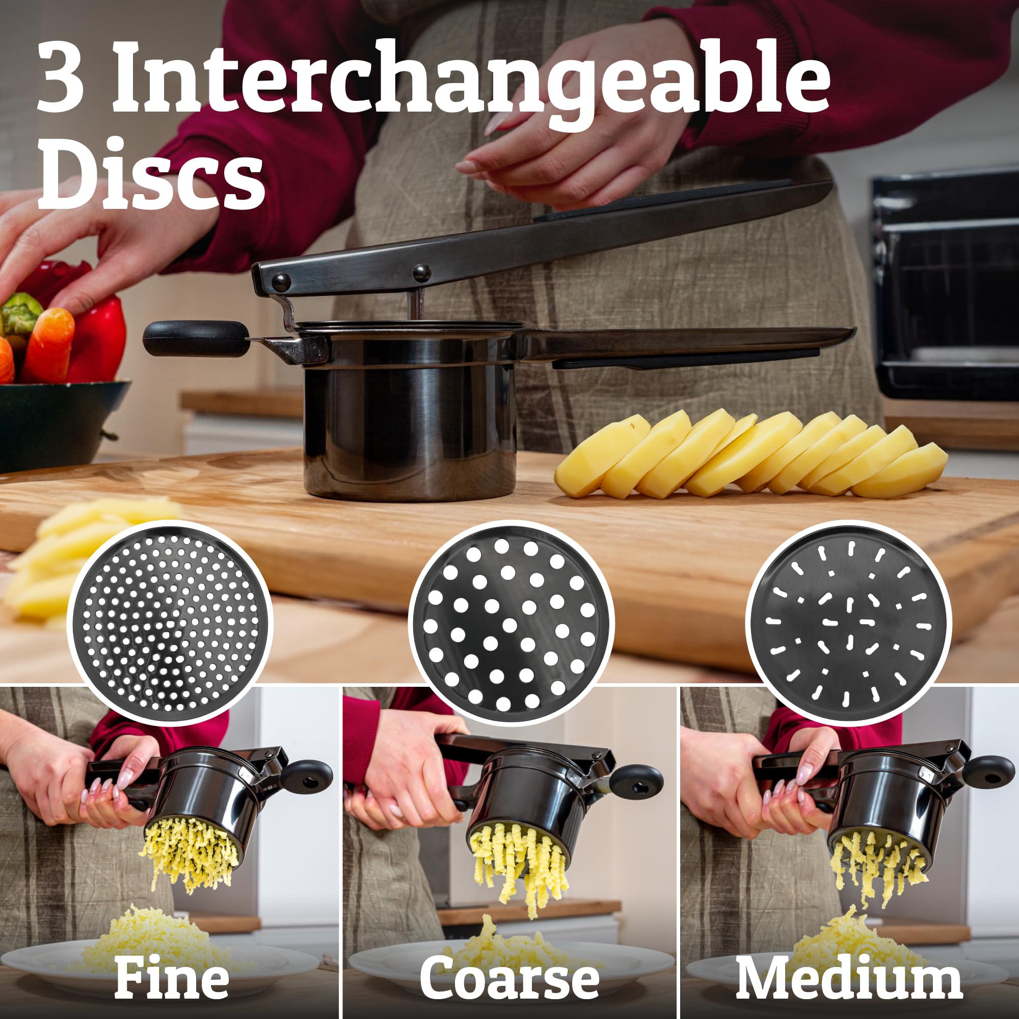 PriorityChef soft-touch handles for comfortable slip-free use.