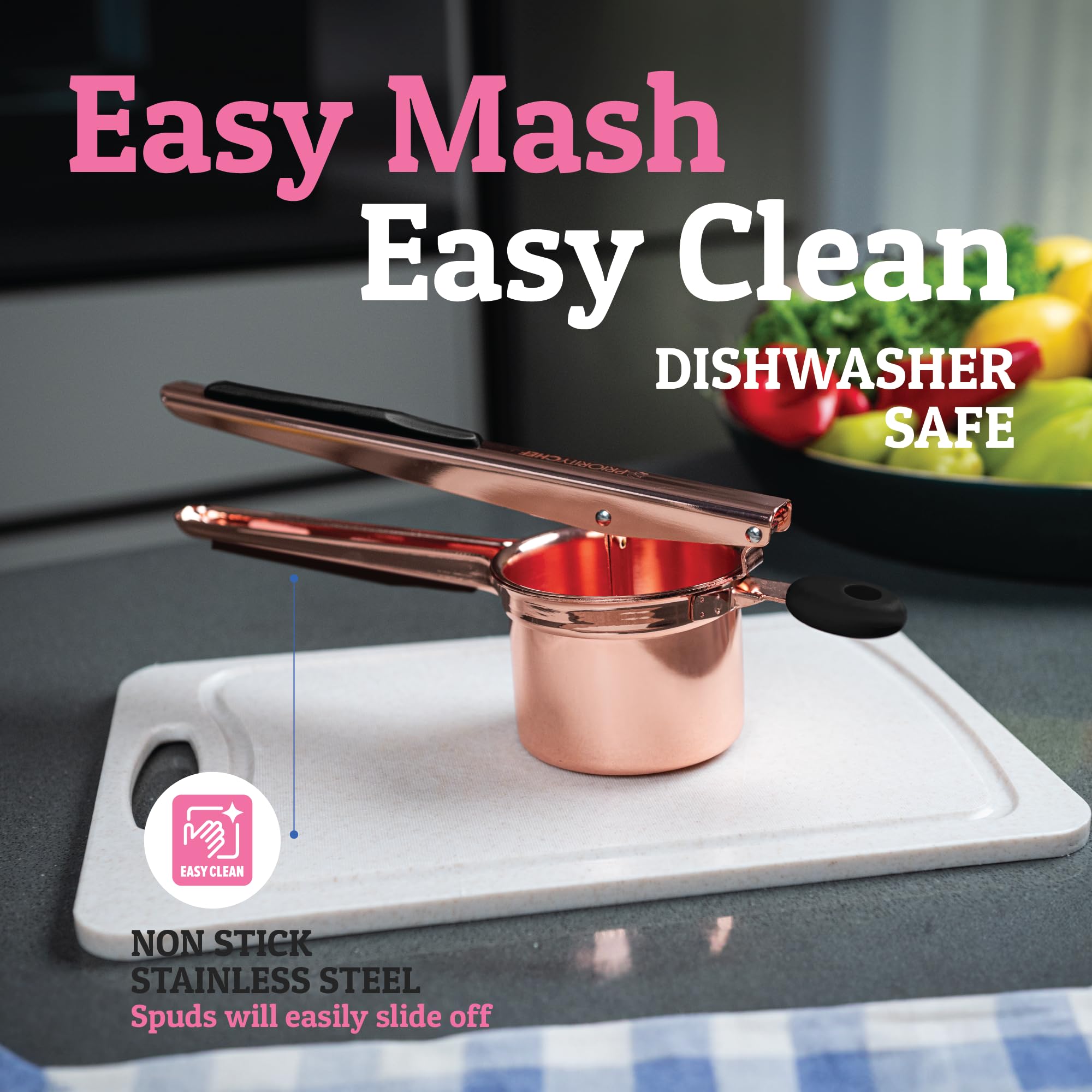 PriorityChef ricer is top-rack dishwasher safe for easy cleanup.