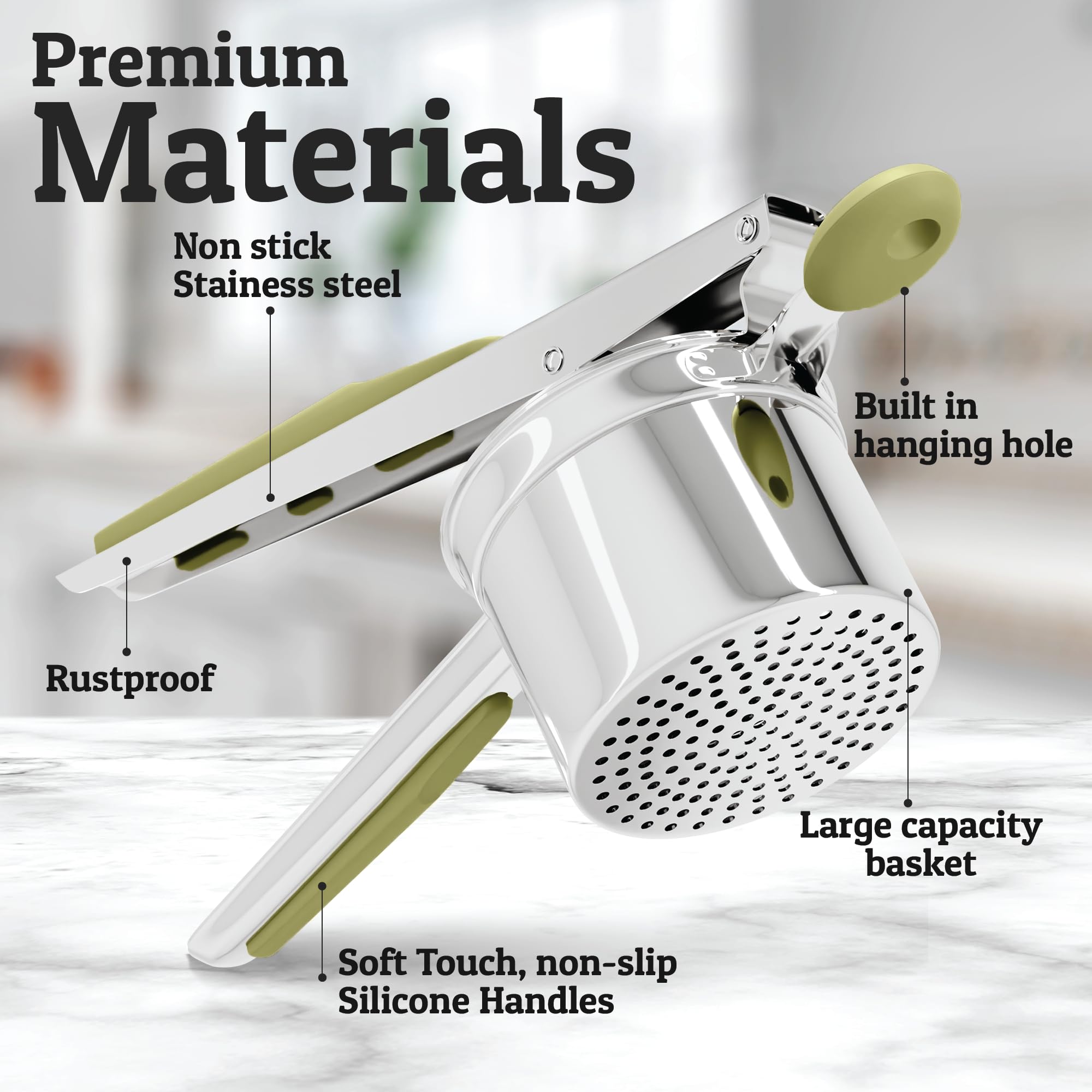 PriorityChef durable stainless steel body resists rust for lasting use.