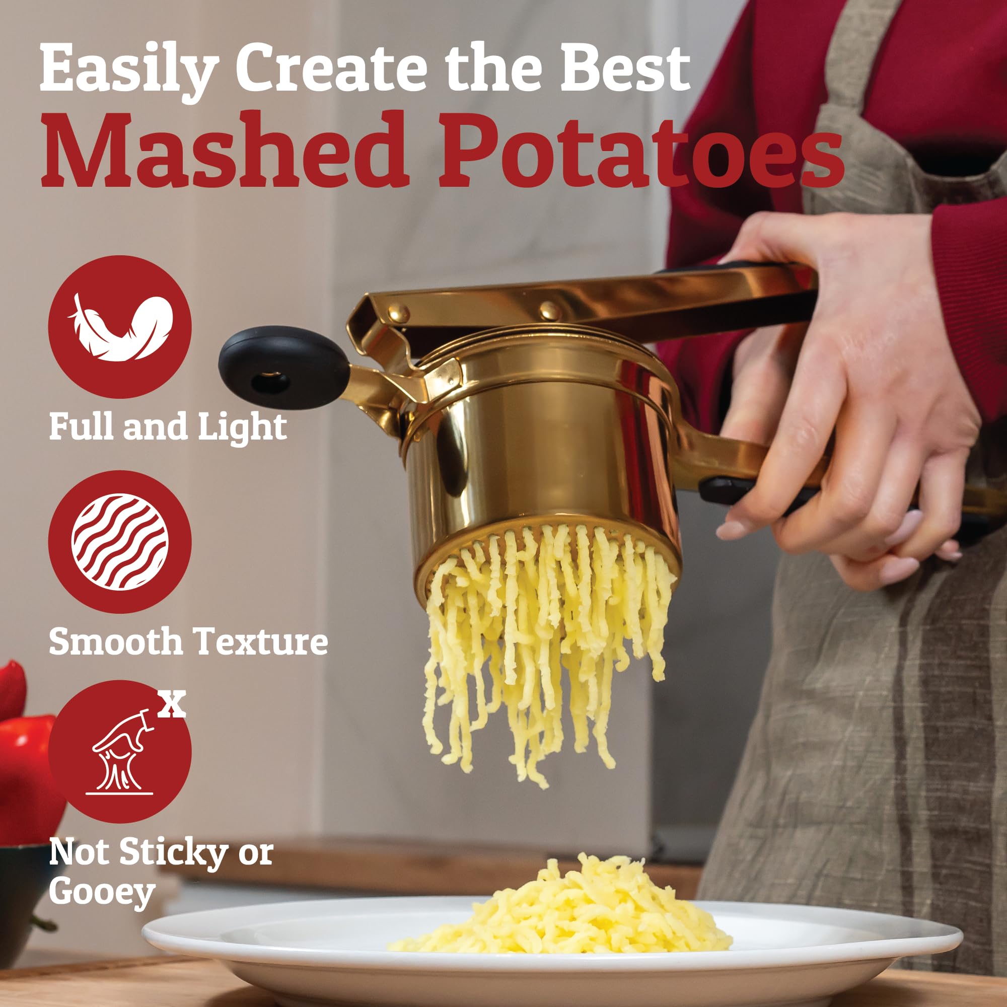 PriorityChef easy-clean nonstick surface helps potatoes slide off