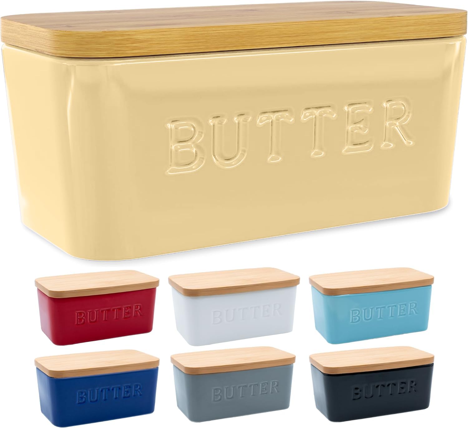 PriorityChef extra-large butter dish with lid on countertop, ready for easy access.