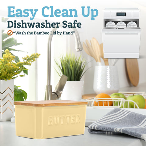 PriorityChef khaki butter dish features durable ceramic construction and easy cleaning.