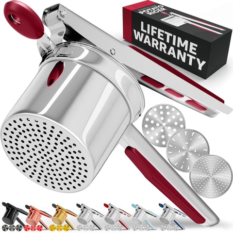 PriorityChef large 15oz potato ricer with 3 discs for smooth, fluffy mash