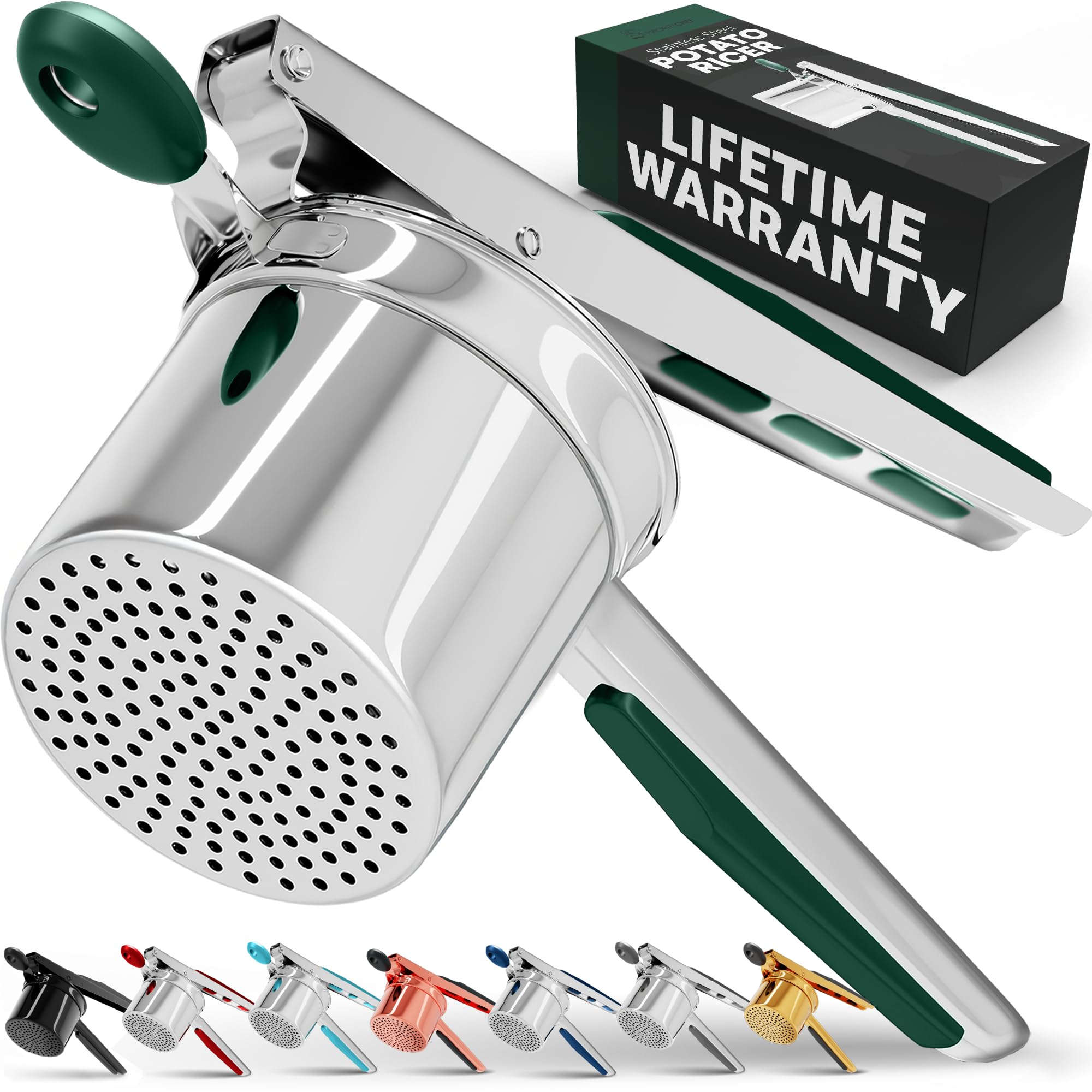 PriorityChef large 15oz potato ricer with deep basket for quick, smooth mashed potatoes.