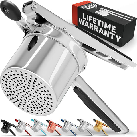 PriorityChef large 15oz potato ricer with deep basket for quick, fluffy mash.