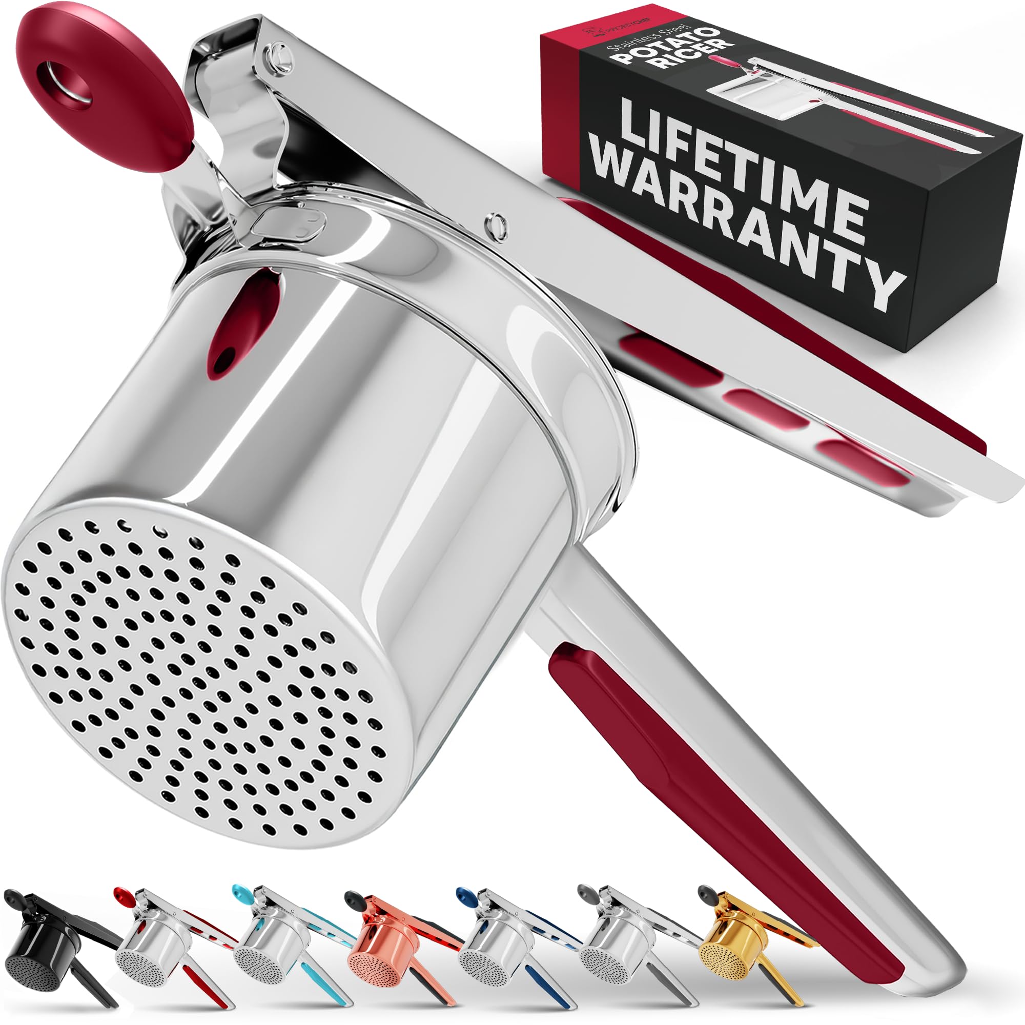 PriorityChef large 15oz potato ricer with a big basket for fast, fluffy mash.