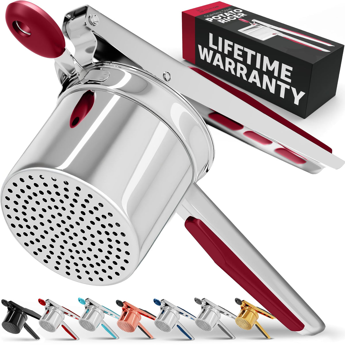 PriorityChef large 15oz potato ricer with a big basket for fast, fluffy mash.