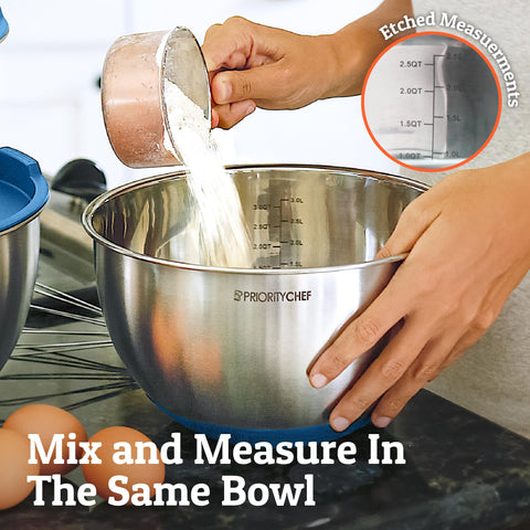 Priority Chef non-slip silicone base bowls keep stability during mixing.