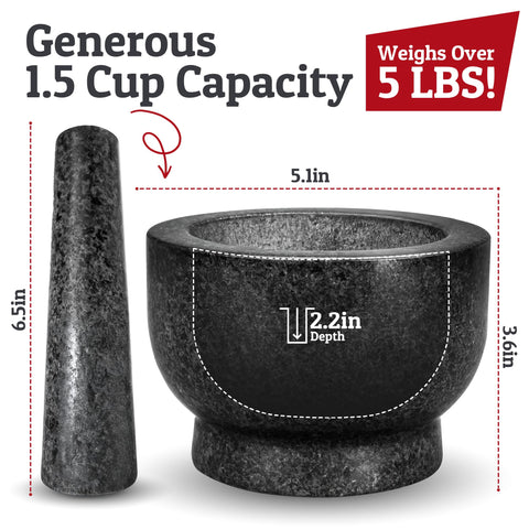 Pestle length 6.5 inches designed for efficient crushing and mixing.
