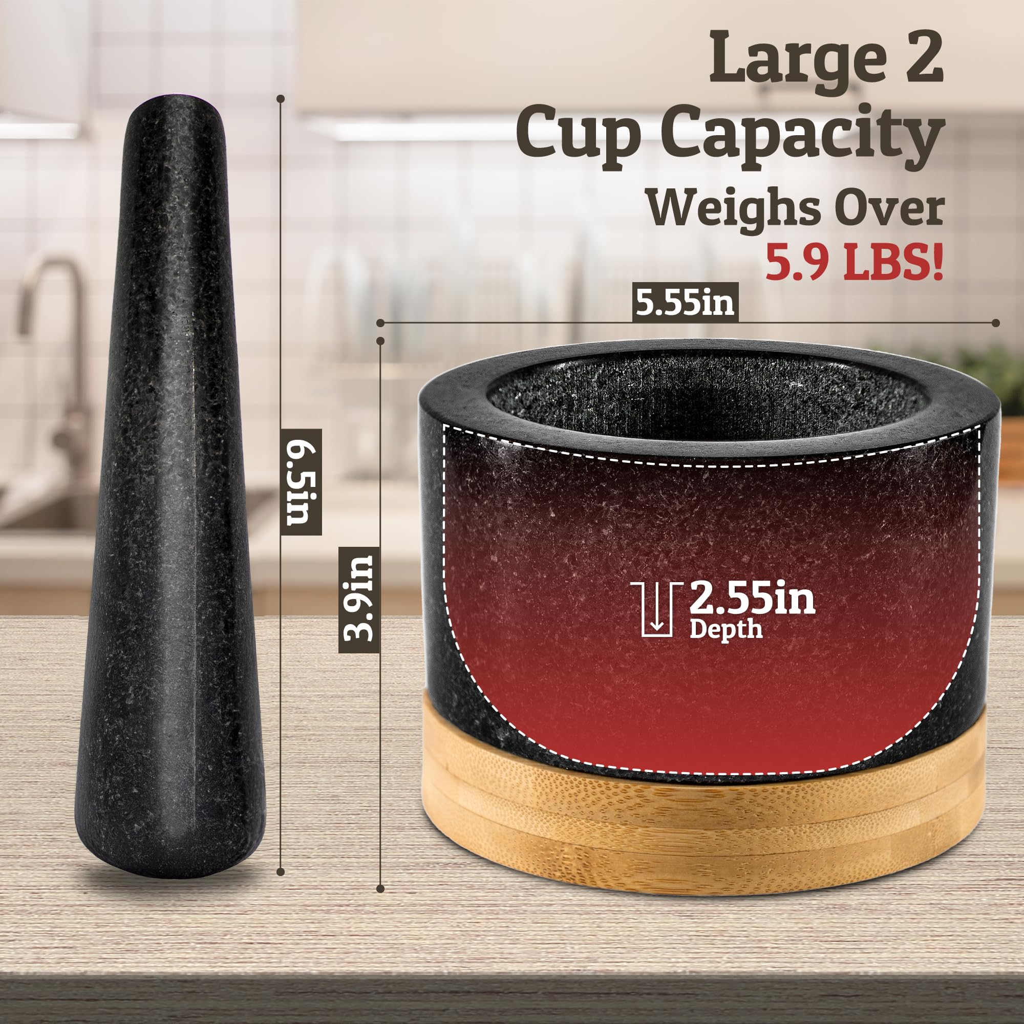 PriorityChef granite pestle in hand for effortless texture release