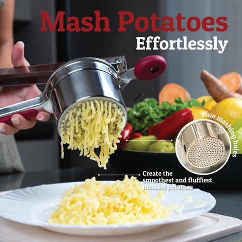 PriorityChef potato ricer with 3mm holes for finer mashed texture.