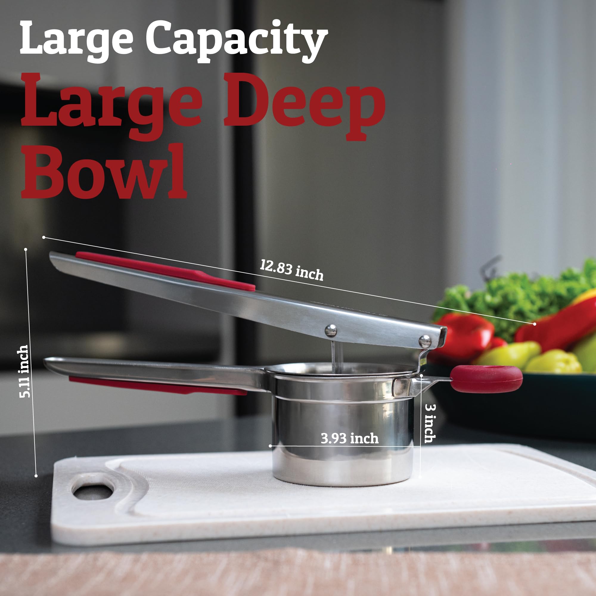 PriorityChef red finish adds vibrant color to kitchen counter