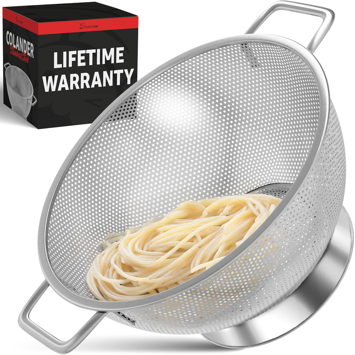 Priority Chef Premium 5Qt Colander with fast draining for pasta and vegetables