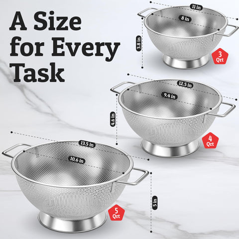 PriorityChef premium colander raised base keeps water away from food
