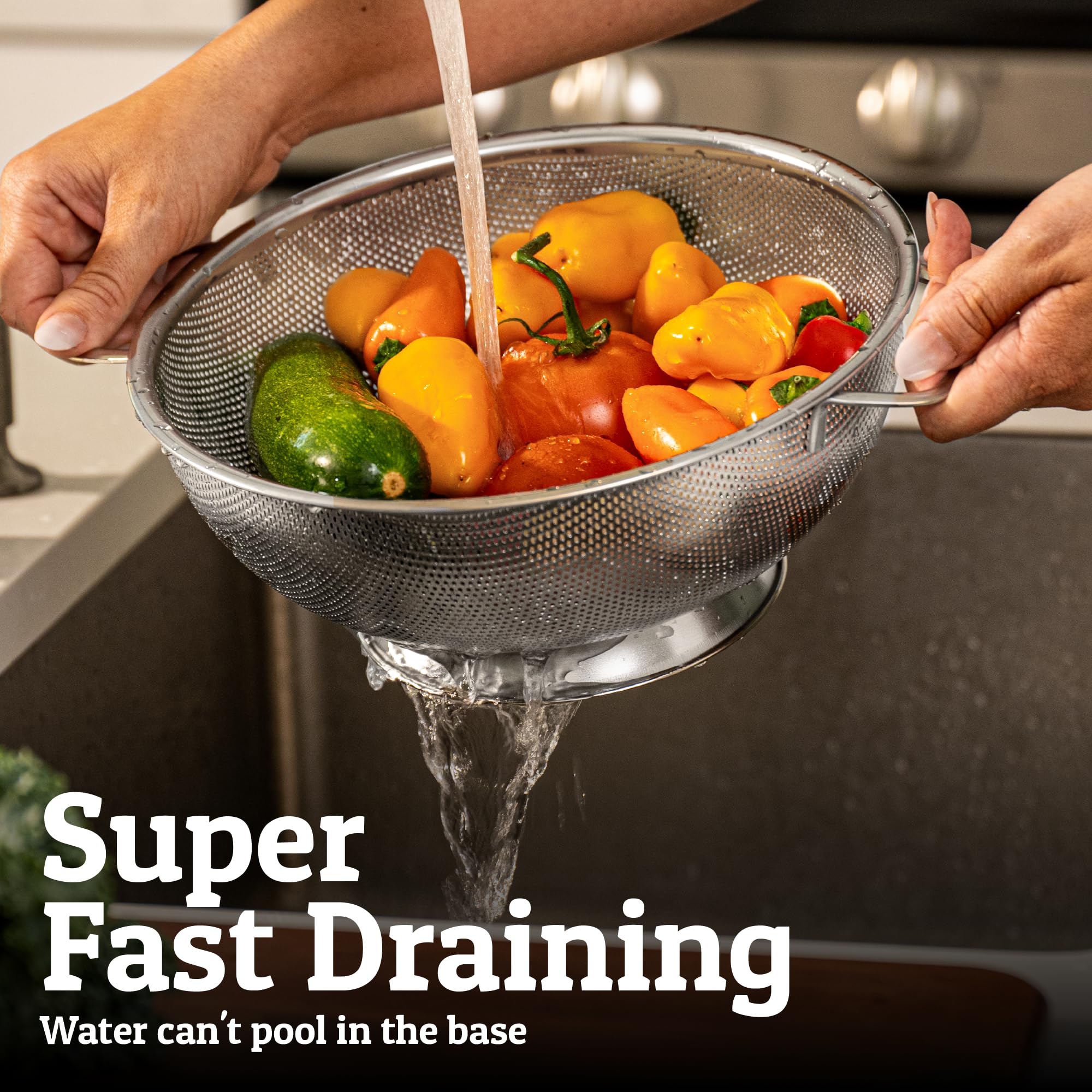 PriorityChef premium colander rust-resistant stainless steel for long use