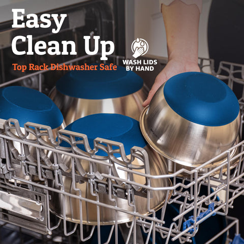 Priority Chef premium mixing bowls blue set 4 qt durable stainless steel built to last.