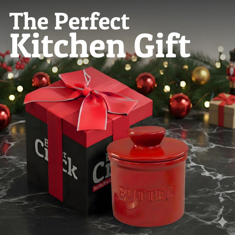 PriorityChef red butter keeper on kitchen counter complements decor