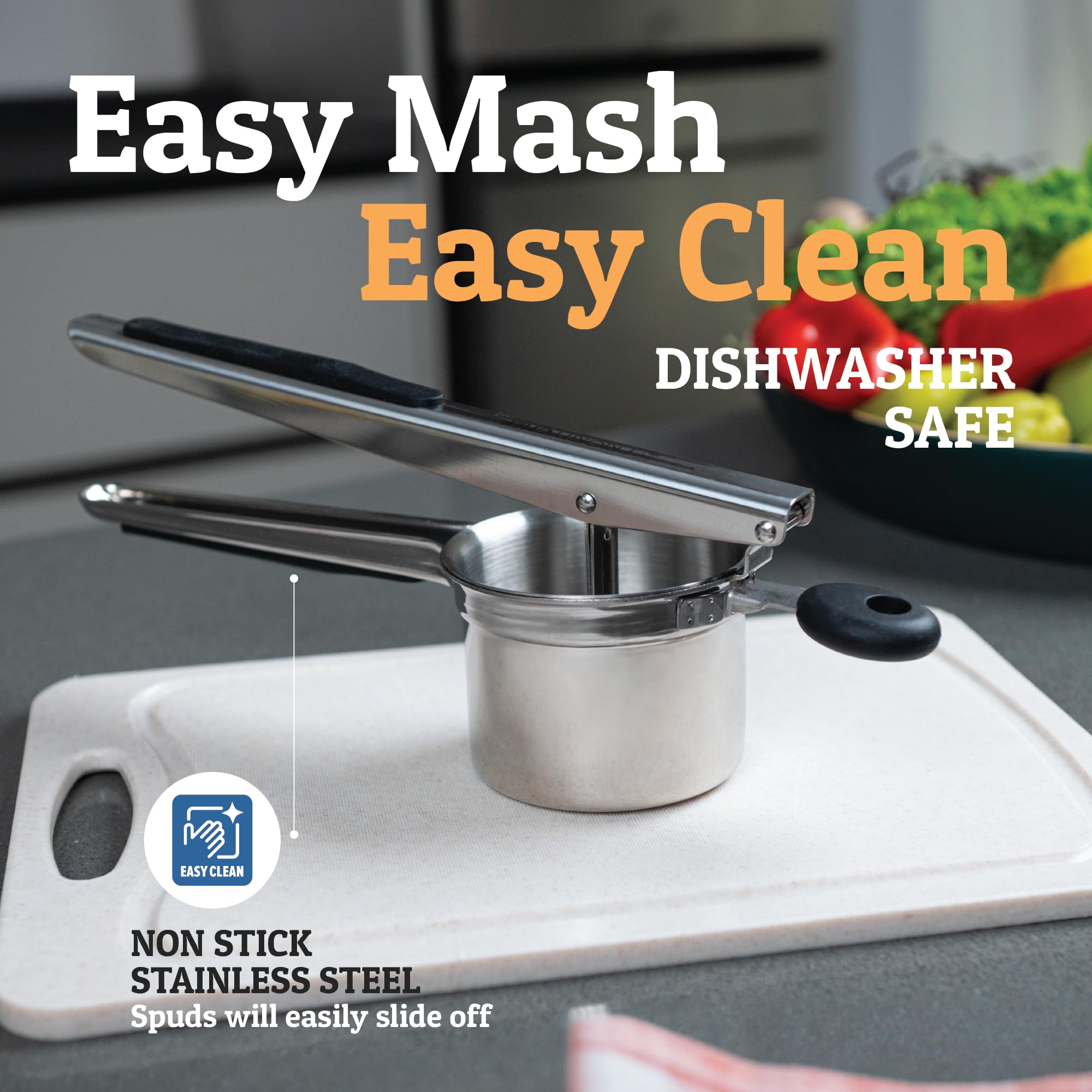 PriorityChef stainless steel construction resists rust and stains.