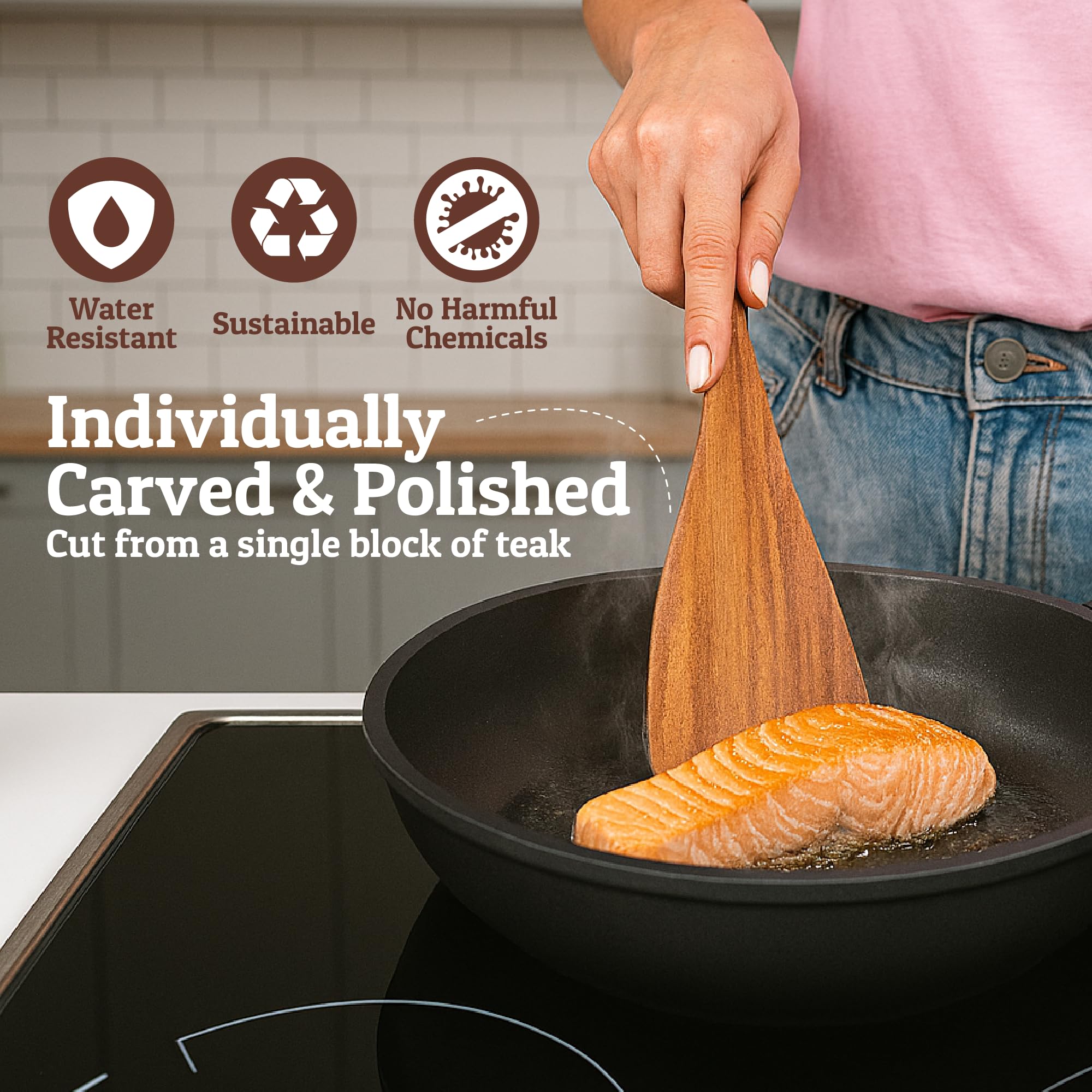 PriorityChef teak salad fork comfortable for plating and serving