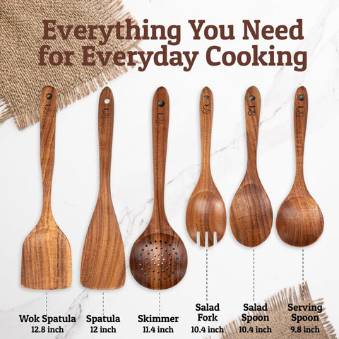 PriorityChef teak serving spoon sturdy for family meals