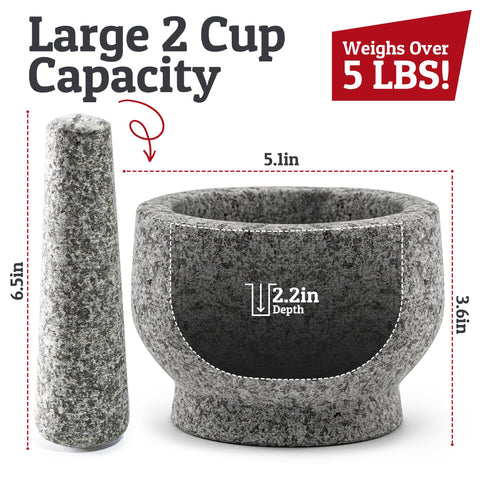 Priority Chef unpolished grey granite molcajete texture and grip