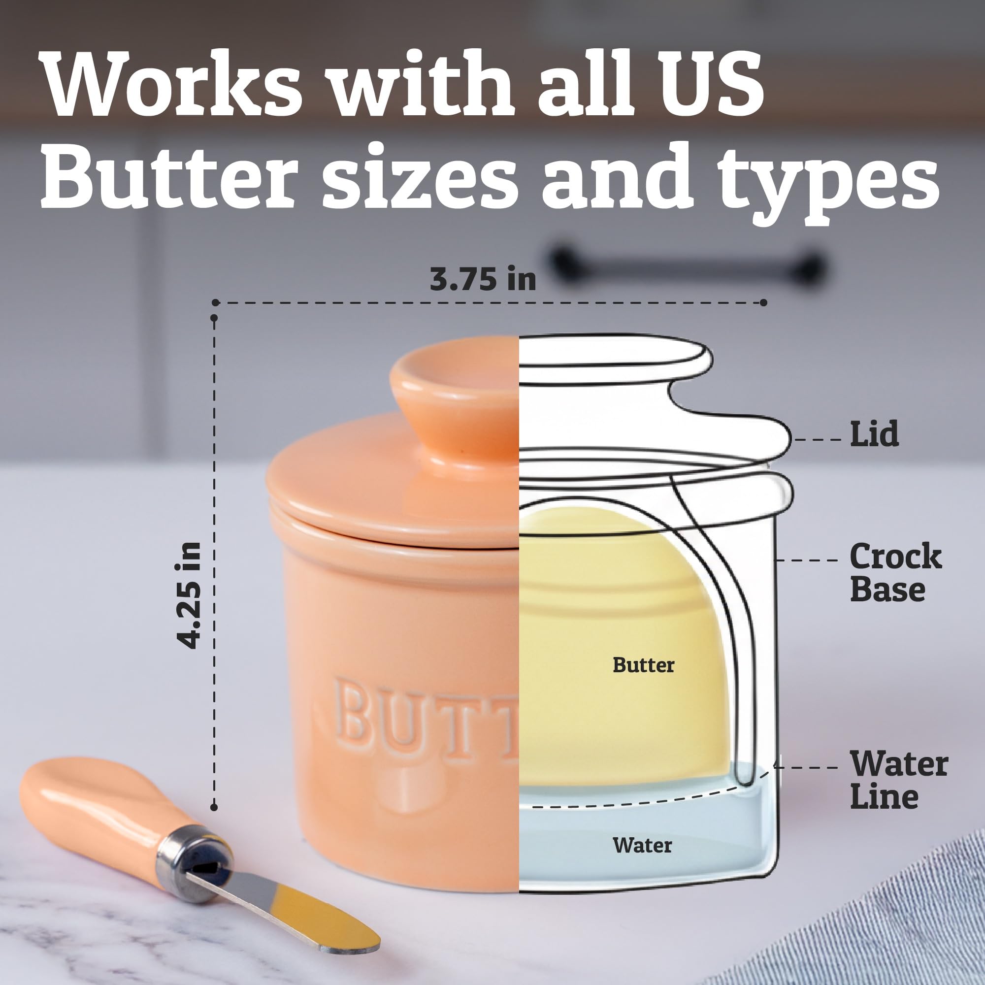 Priority Chef water-seal butter dish protects freshness and blocks dust on the counter.