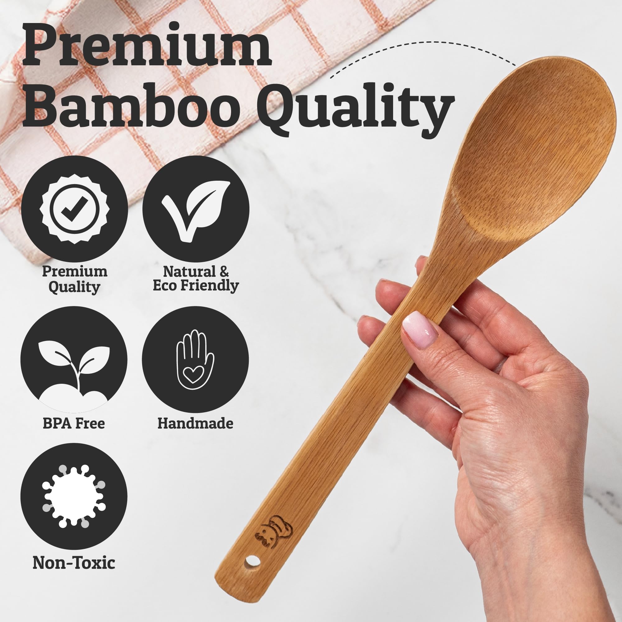 PriorityChef wooden spatula and turner glide softly on pans without scratching.