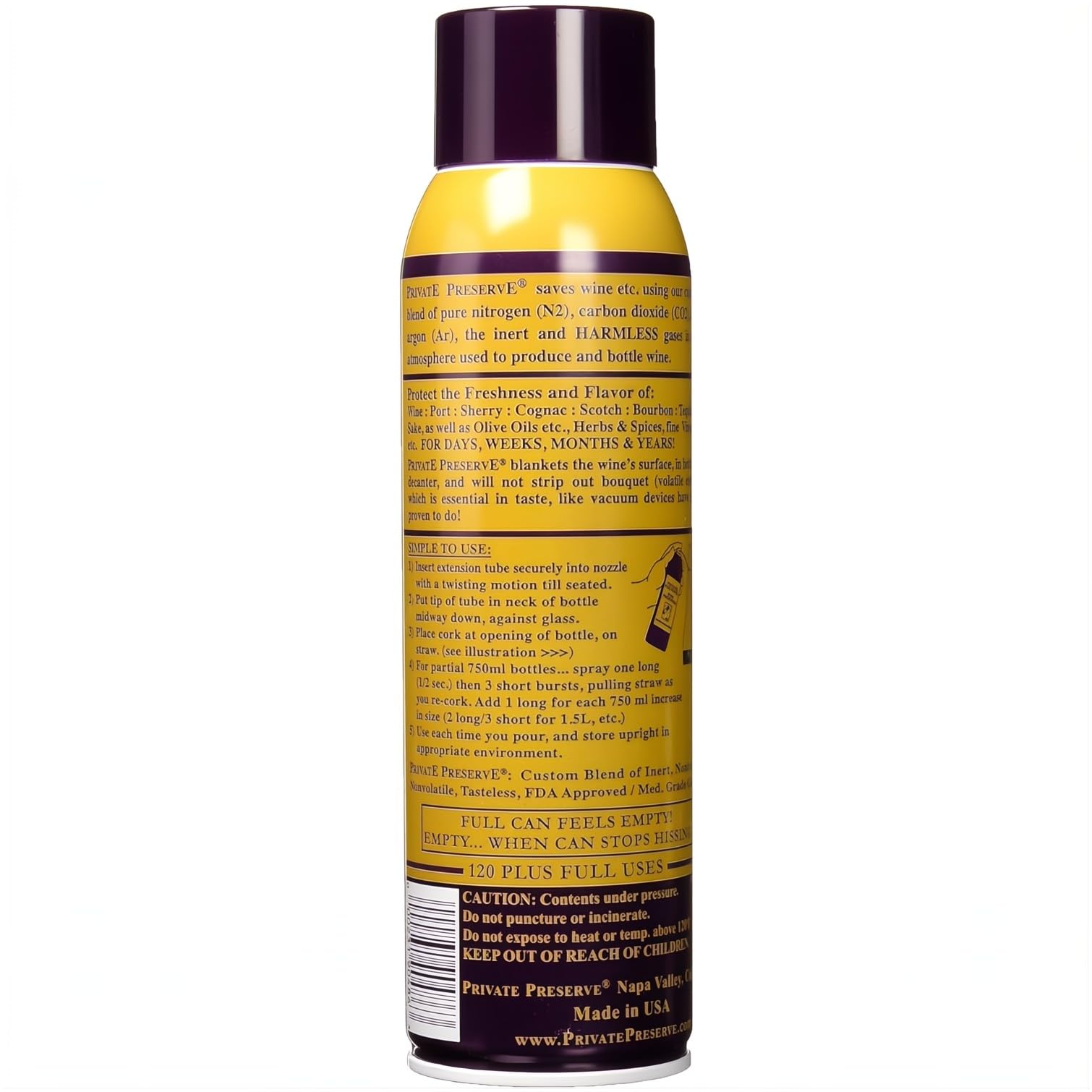 Private Preserve gas spray action preserves bouquet with inert gas