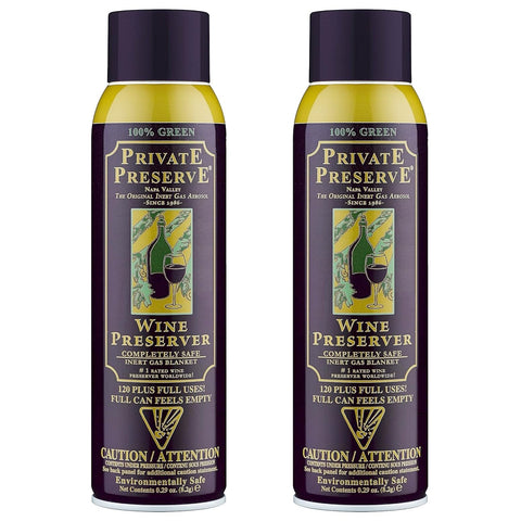 Private Preserve pack-2 wine preservation system on counter preserves bouquet.