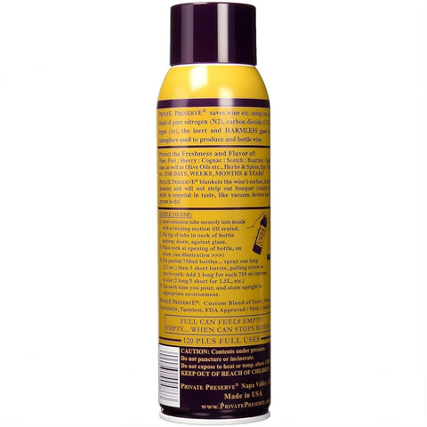 Private Preserve spray canister close-up showing inert gas in action for freshness.