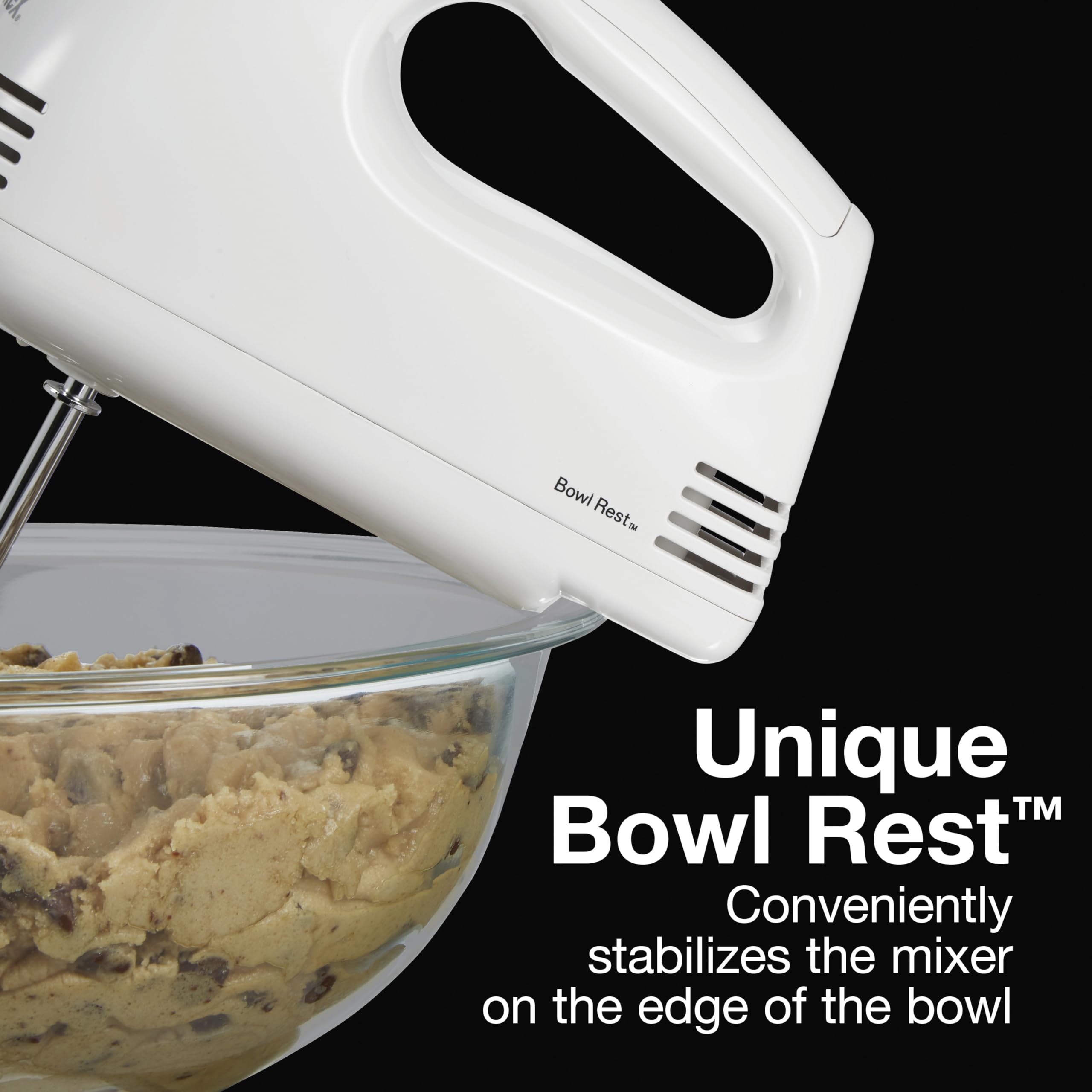 Proctor Silex Easy Mix push-button beater eject for quick cleanup