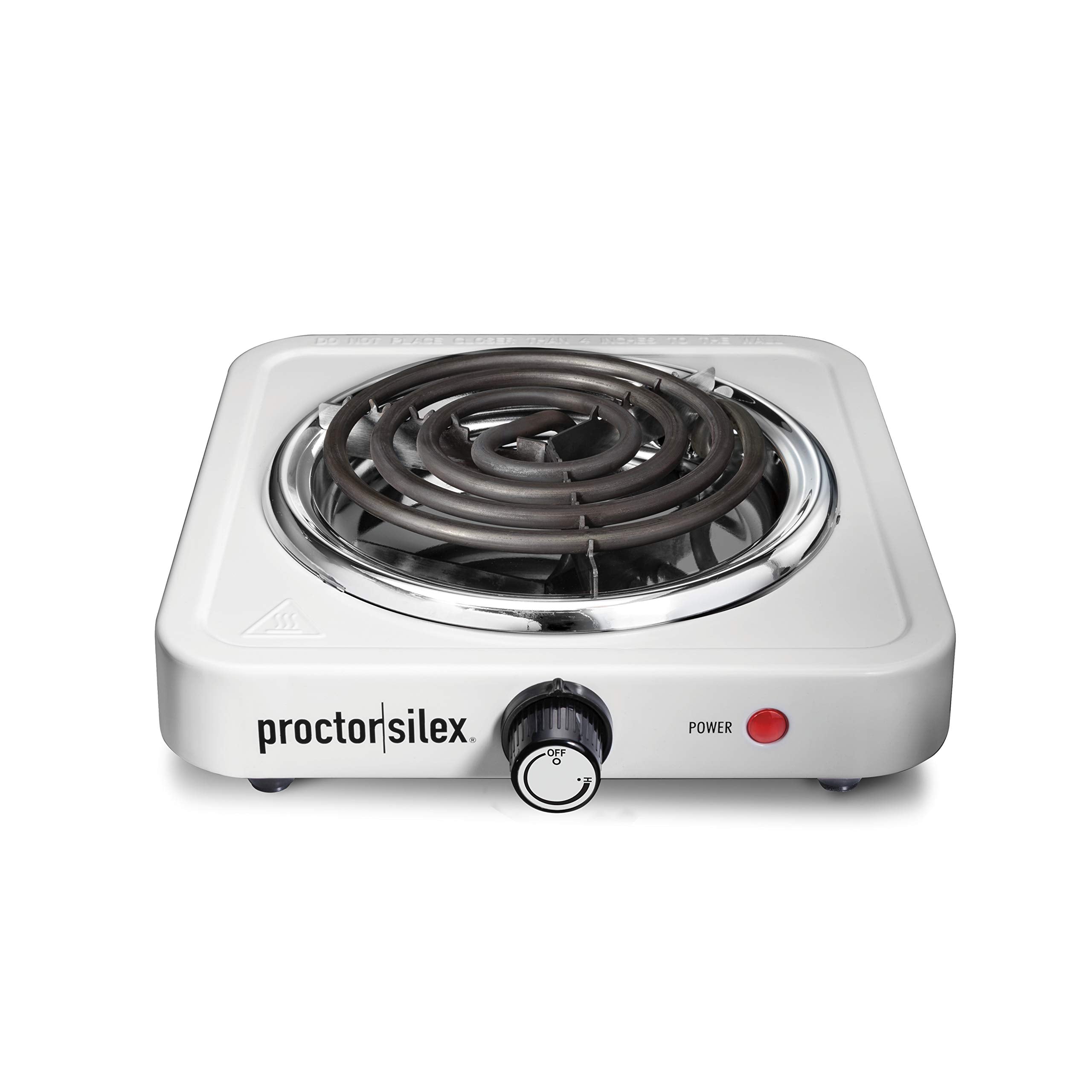 Proctor Silex portable electric stove on kitchen counter for quick meals