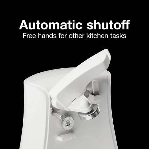 Proctor Silex power opener cord storage shows clutter-free counter space.