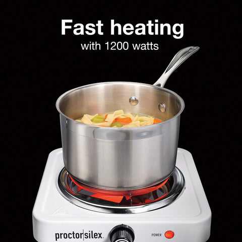 Proctor Silex single burner cooktop compact design for tight spaces