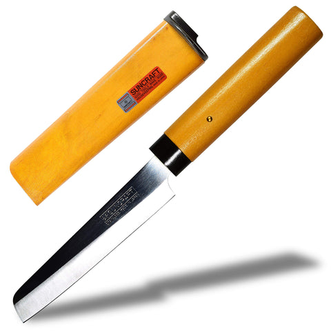 Product of Gifu Japan Seki small fruit knife angular edge with wooden handle offers precise slicing.