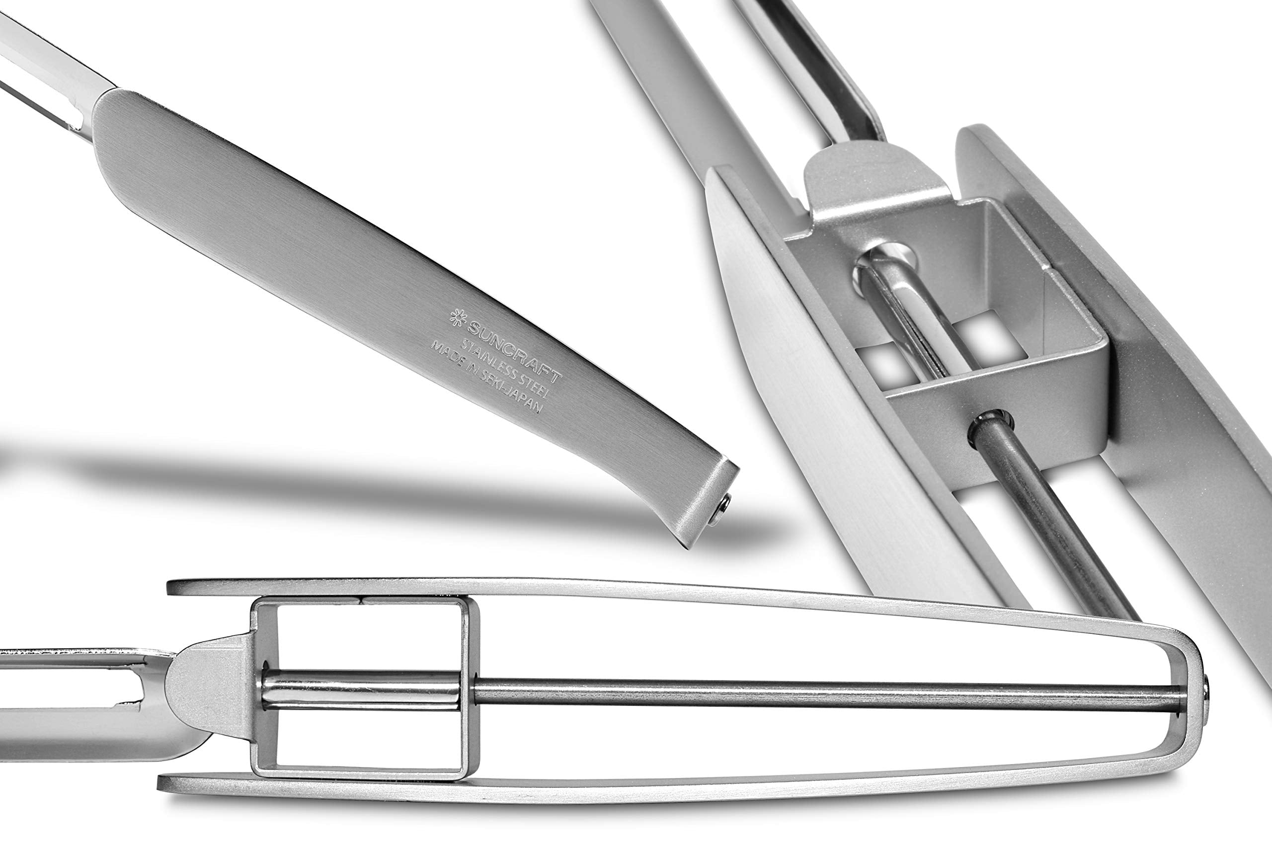 Long blade peeler shredding carrot for salads and garnishes