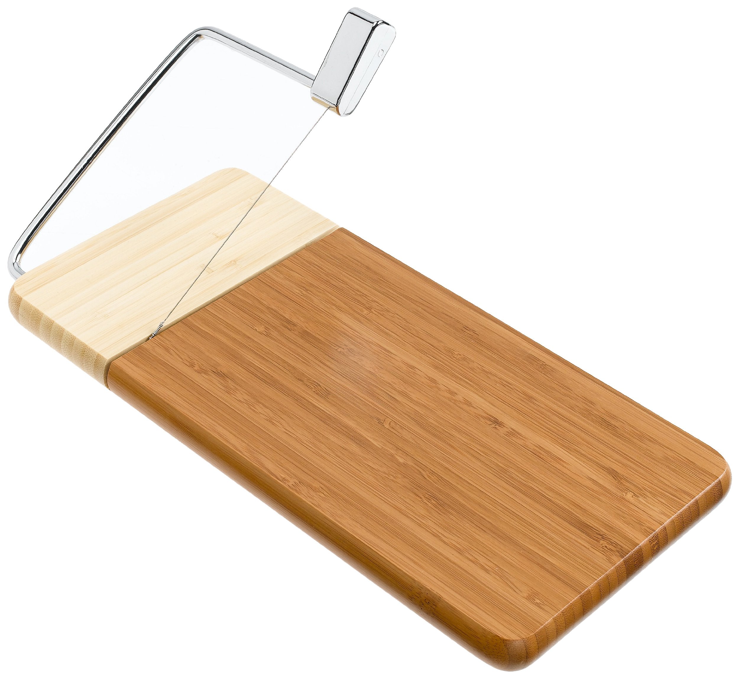 Prodyne bamboo cheese slicer board for stable, stylish serving.