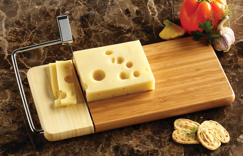 Prodyne slicing arm with chrome wire enables precise cheese cuts.