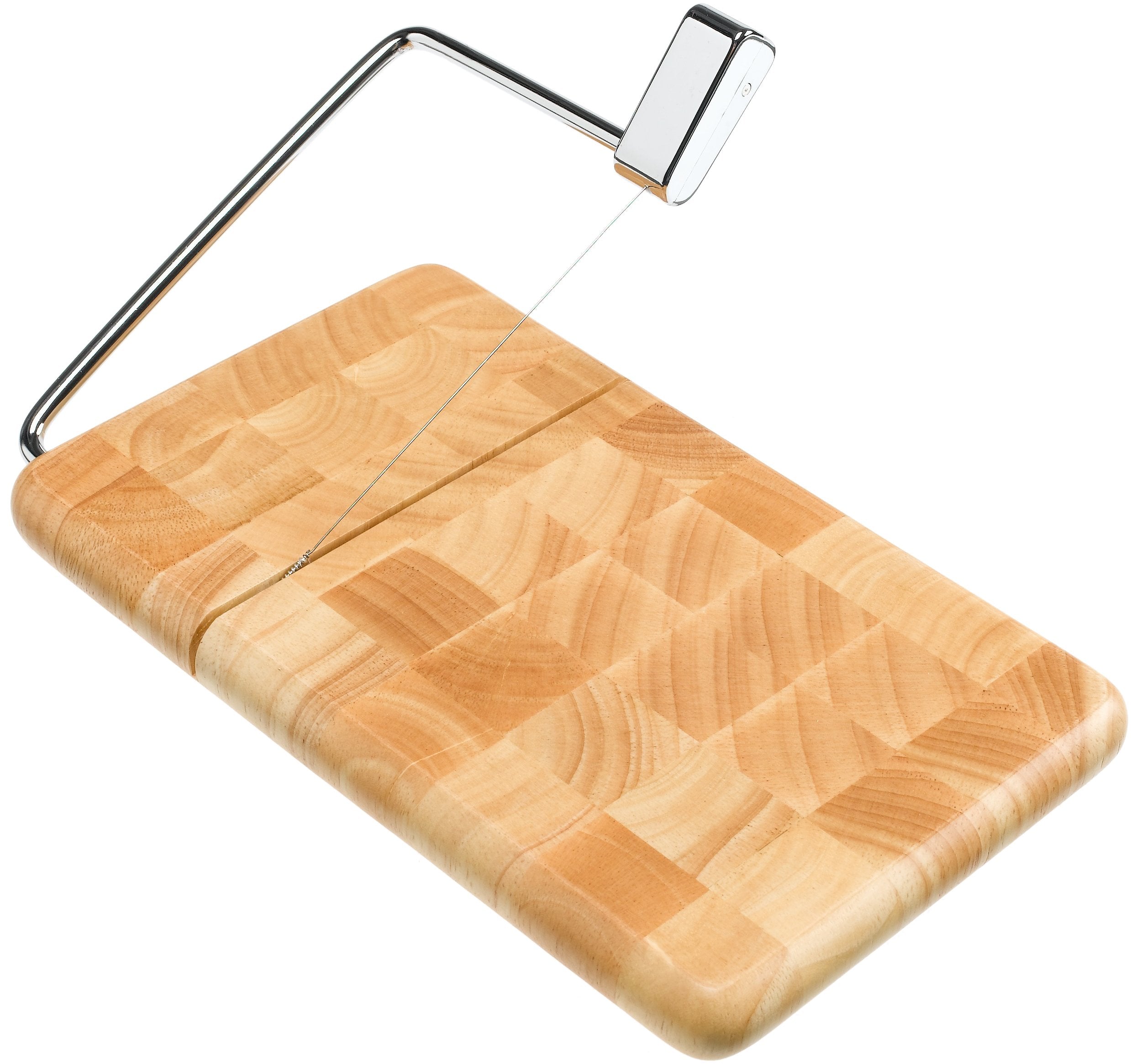 Prodyne cheese slicer on end-grain beechwood board for precise slices