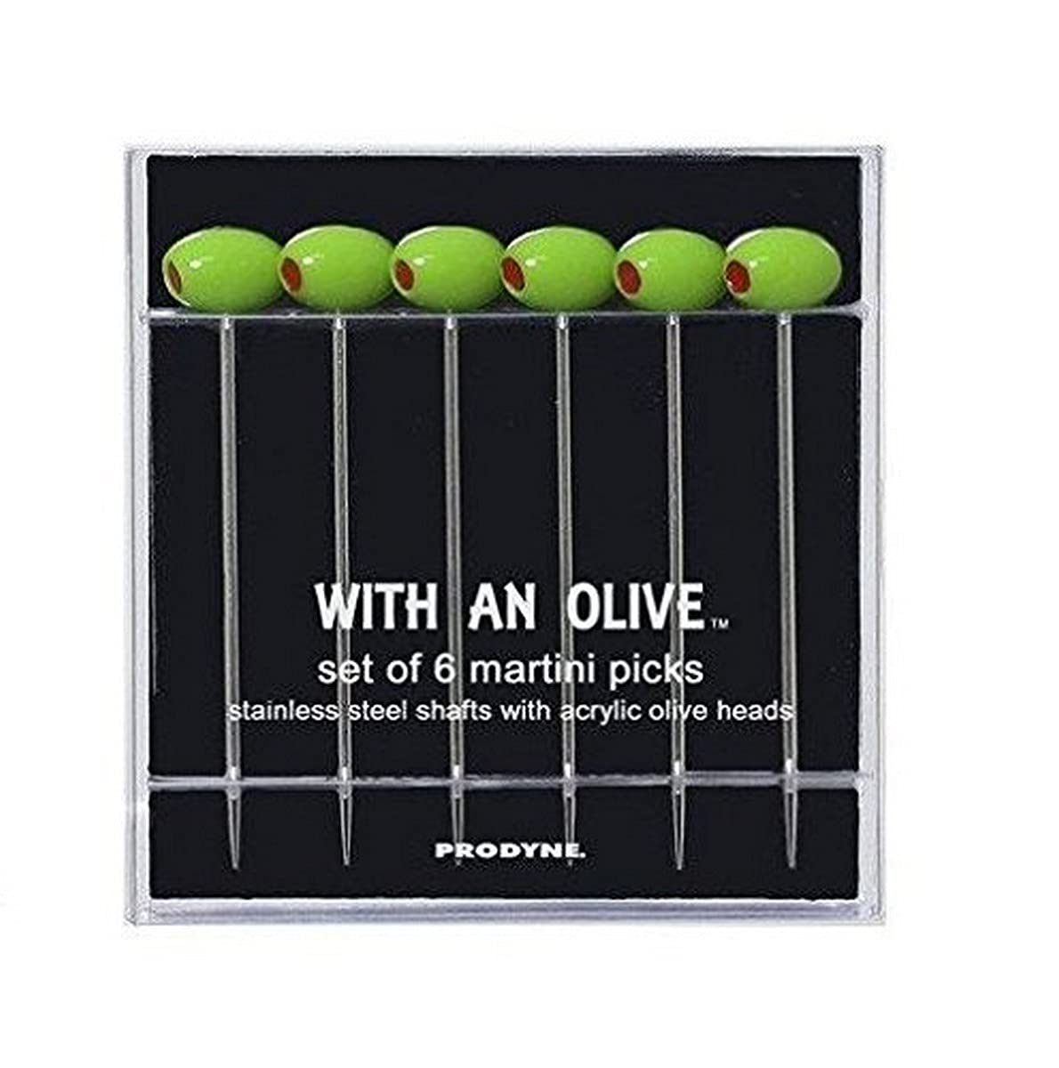 Prodyne Cocktail Picks with olive head securely hold olives for martinis.
