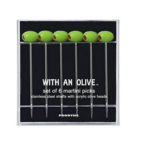 Prodyne Cocktail Picks with olive head securely hold olives for martinis.
