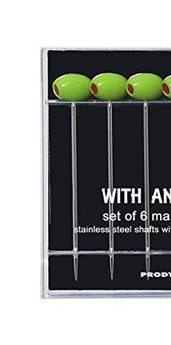 Prodyne cocktail picks with stainless steel shaft offer durable, reusable garnishes.