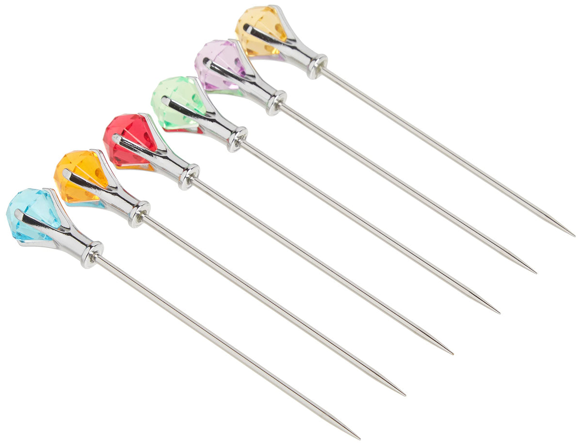 Prodyne DM-6-C olive garnish pick with colorful crystal head for elegant drinks.